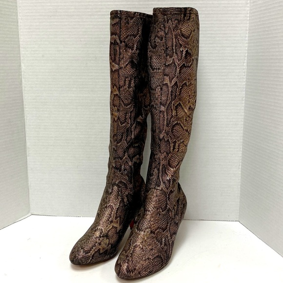 Donald J Pliner Snake Print Stretch Knee High Boots - Picture 1 of 9